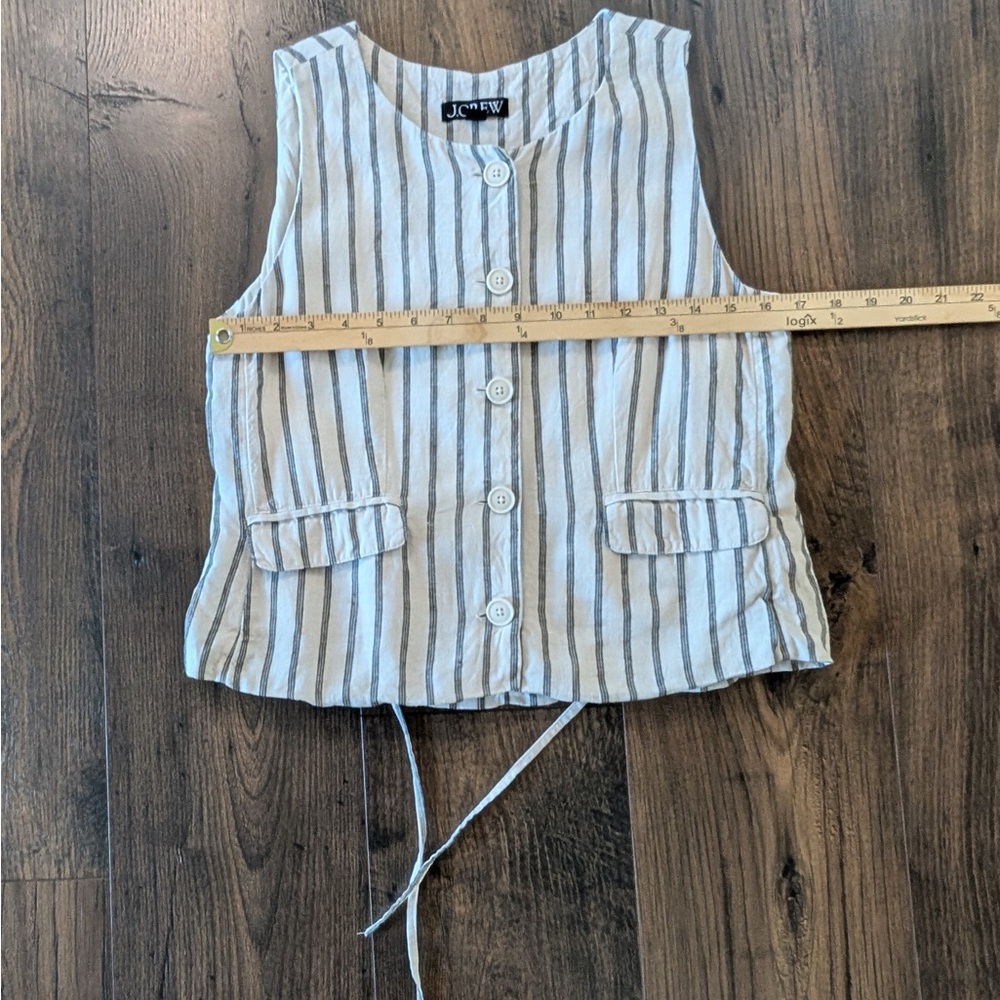 J. Crew Women’s Crewneck Vest Striped Linen Beige Size 6 - Picture 9 of 9